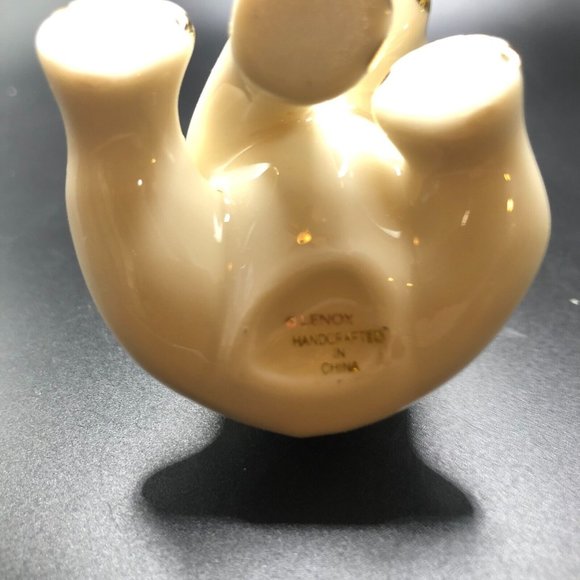 Lenox White Elephant Sitting Trunk Raised Animal Figurine Ivory Tone Gold Trim - Picture 9 of 9